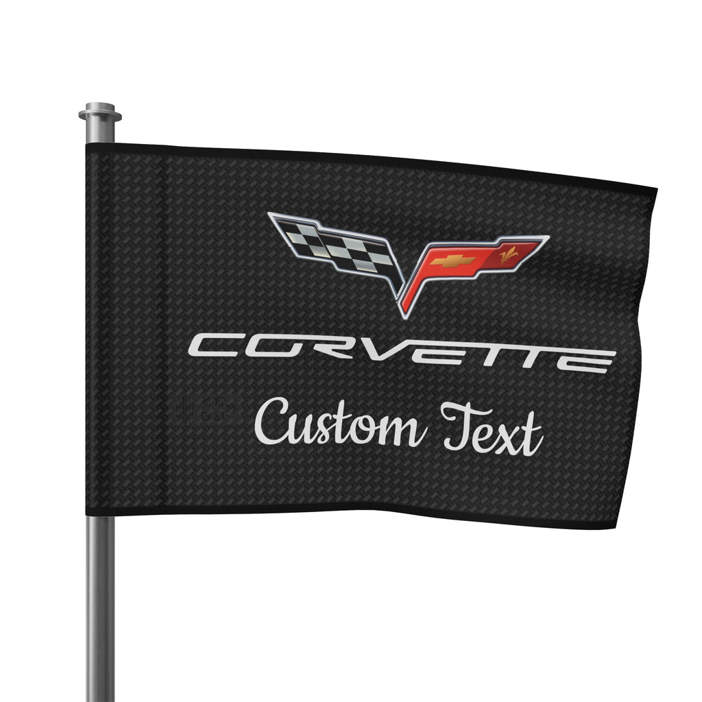 C6 Corvette Personalized Flag, Polyester With Satin Finish, Customizable Gifts, Two Sizes 18"x12" and 36"x24"