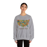 Legends of Route 66 100th Anniversary USA Map Personalized Fleece Crewneck Sweatshirt