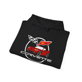 C6 Corvette Personalized Custom Car Color Cotton Blend Hooded Sweatshirt- RED