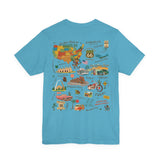 Legends of Route 66 100th Anniversary Landmark Collage Design Cotton Front and Back Printed Short Sleeve Tee