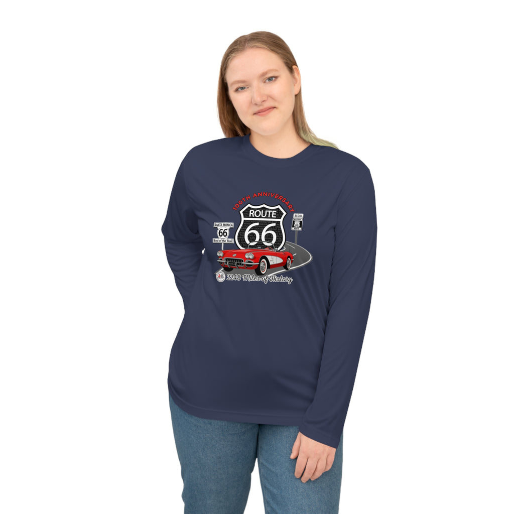 C1 Corvette Route 66 100th Anniversary Long Sleeve Performance Shirt – Legends of the Road, Perfect for the Corvette Fan