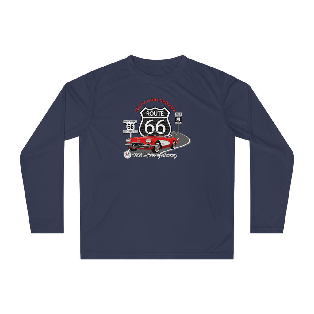 C1 Corvette Route 66 100th Anniversary Long Sleeve Performance Shirt – Legends of the Road, Perfect for the Corvette Fan