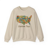Legends of Route 66 100th Anniversary USA Map Personalized Fleece Crewneck Sweatshirt