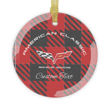 Personalized C6 Corvette Glass Christmas Ornament, Custom Holiday Gift for Corvette Fans, Perfect for Christmas Decor