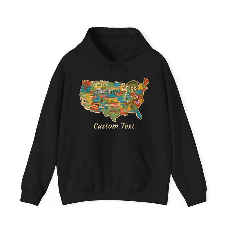 Legends of Route 66 100th Anniversary USA Map Personalized Unisex Fleece Hoodie Sweatshirt