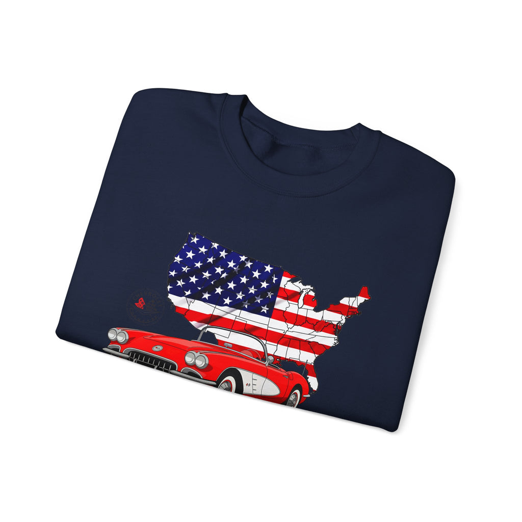 C1 Corvette American Flag Cotton Blend Sweatshirt – Legends of the Road, Perfect for the Corvette Fan