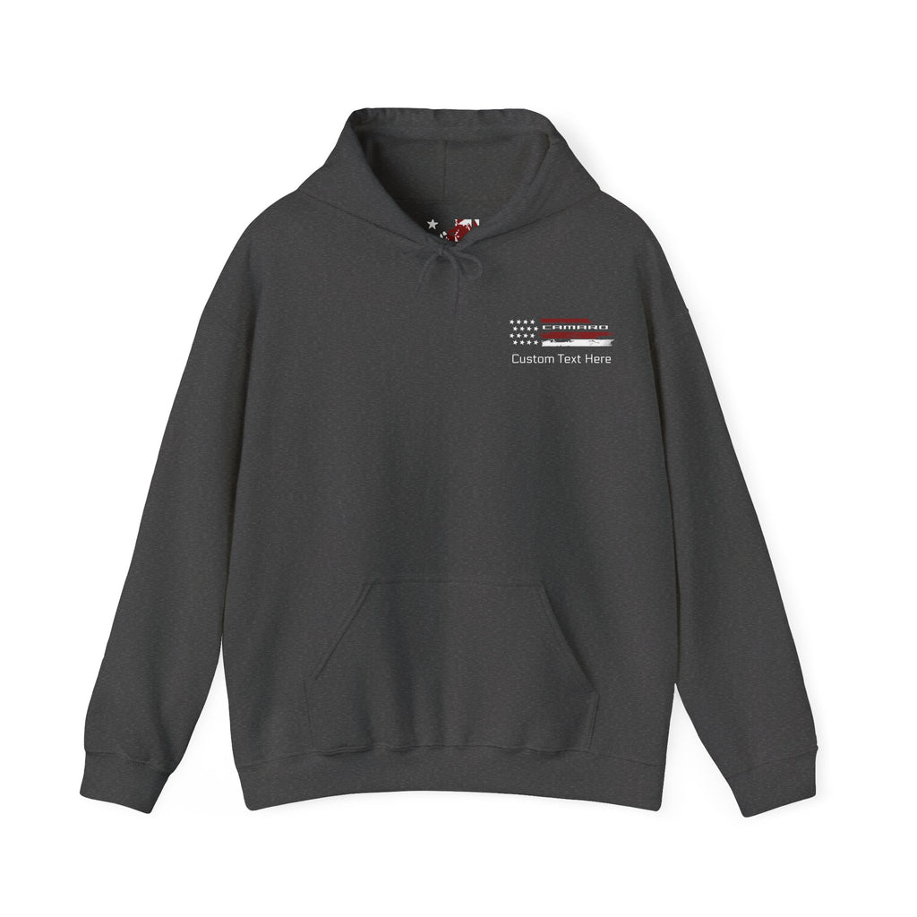 Personalized Chevy Camaro Americana, Unisex Fleece Hoodie, Custom Pullover Sweatshirt, Front and Back Design