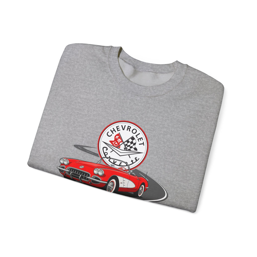 C1 Corvette Emblem & Track Cotton Blend Sweatshirt – Legends of the Road, Perfect for the Corvette Plan