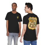 Legends of Route 66 100th Anniversary Landmark Shield Design Cotton Front and Back Printed Short Sleeve Tee