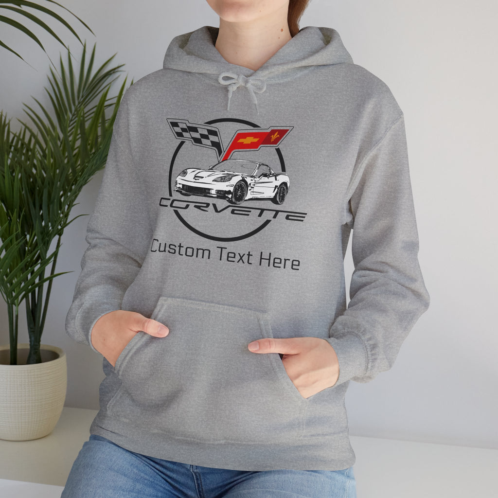 C6 Corvette Personalized Custom Car Color Cotton Blend Hooded Sweatshirt - WHITE