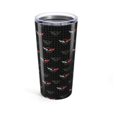 Corvette C5 Logo Toss  Pattern Carbon Tumbler 20oz | Retro Car Lover Travel Cup, Gift for Him, Car Enthusiast, Father's Day, Road Trip