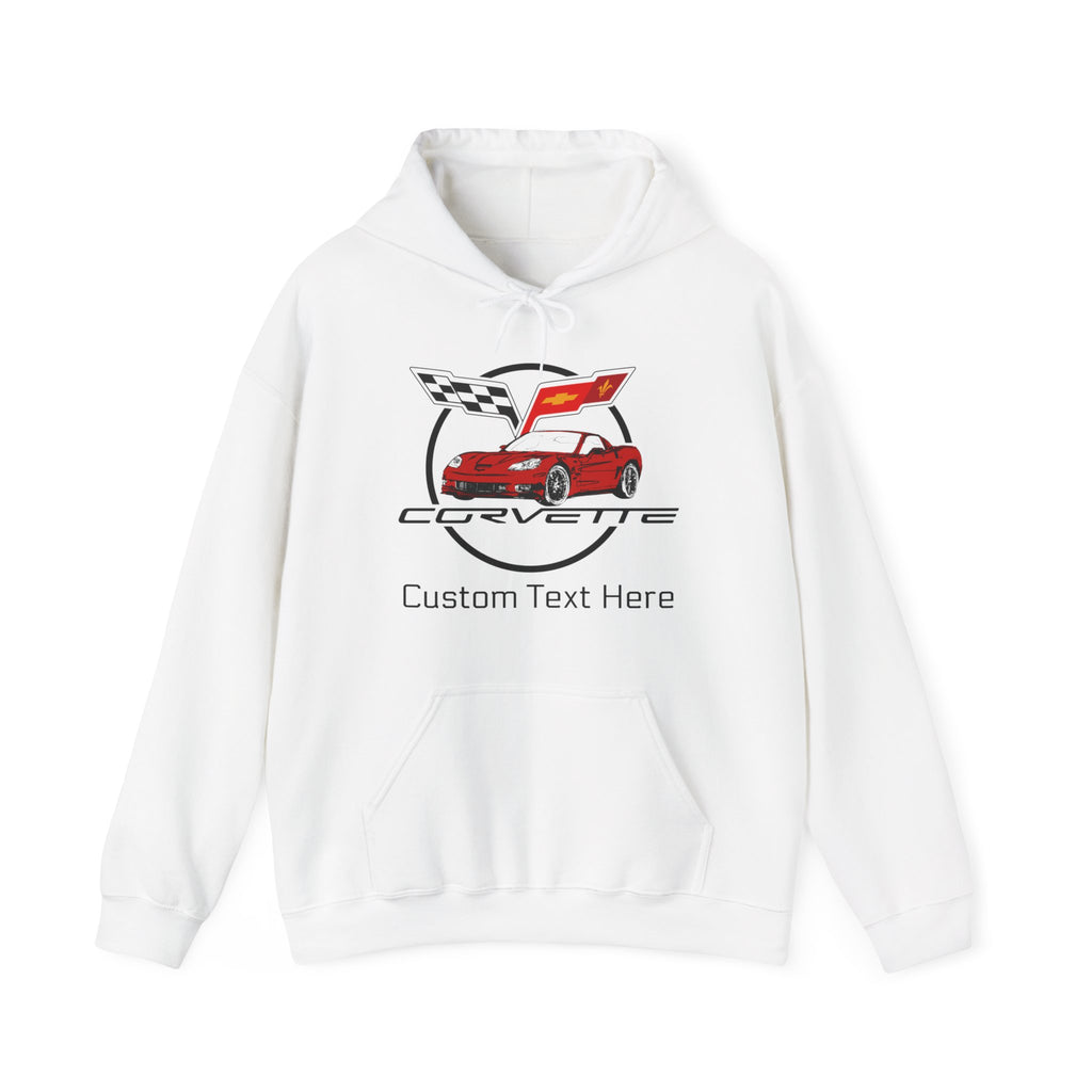 C6 Corvette Personalized Custom Car Color Cotton Blend Hooded Sweatshirt- RED