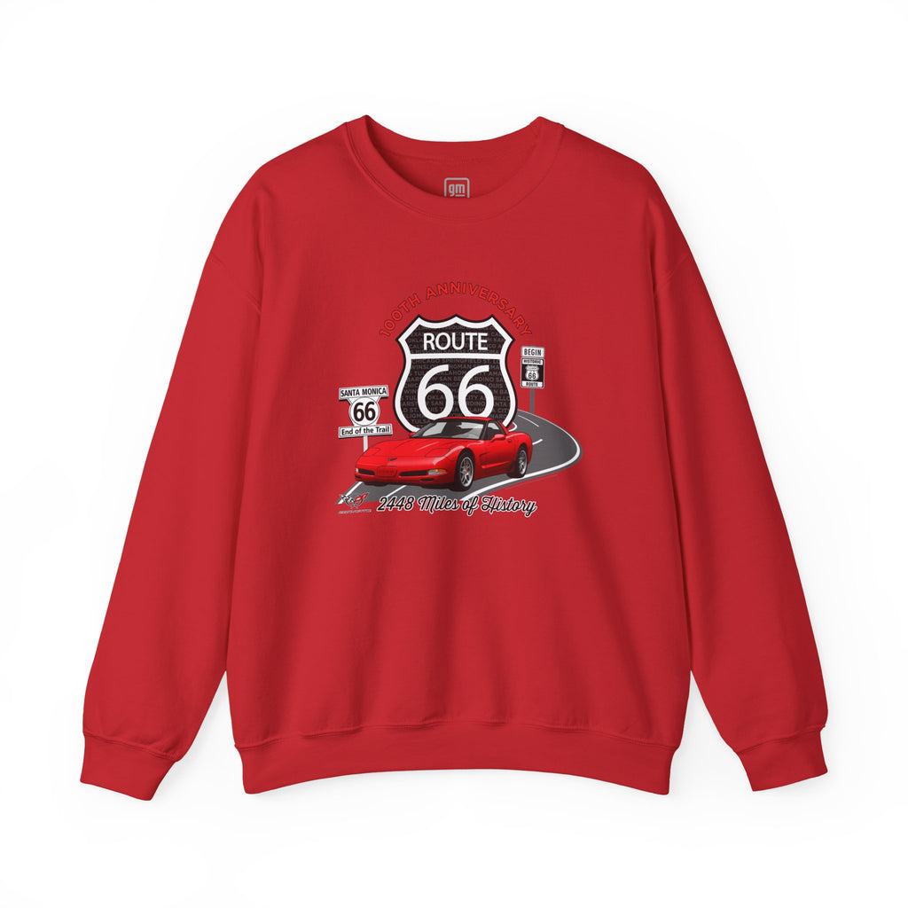 C5 Corvette Route 66 100th Anniversary Cotton Blend Sweatshirt – Legends of the Road, Perfect for the Corvette Fan