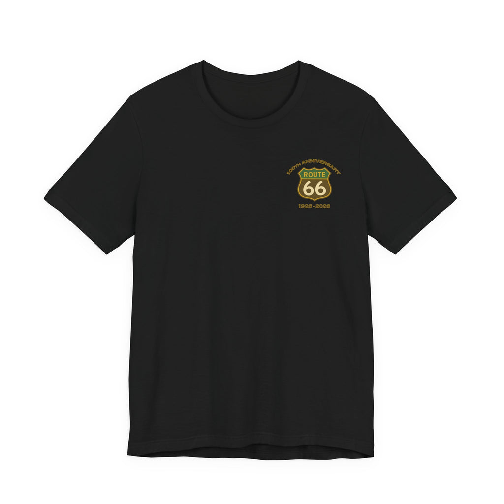 Legends of Route 66 100th Anniversary Landmark Collage Design Cotton Front and Back Printed Short Sleeve Tee