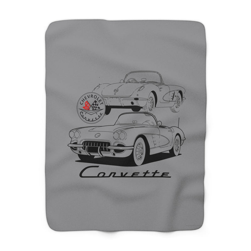 C1 Corvette Silhouette 50 x 60 Inch Sherpa Fleece Blanket – Legends of the Road, Perfect for the Corvette Fan