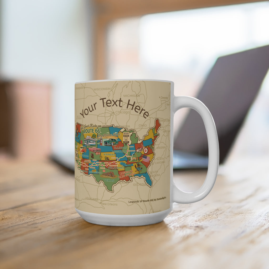 Personalized Legends of Route 66 Mug, Custom Coffee Cup 15oz