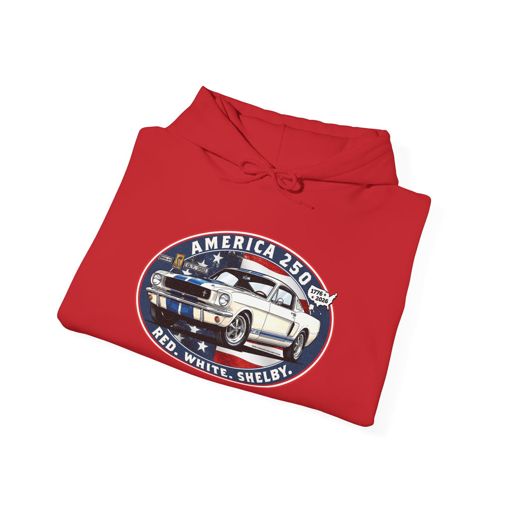 Shelby GT350 "Red. White. Shelby." America 250 Oval Pullover Hoodie