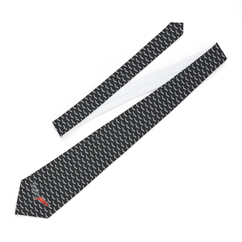 Corvette C6 Flag Logo Necktie, 56 Inches Long, 4 Inches Wide, Gift for Corvette Enthusiasts and Car Lover