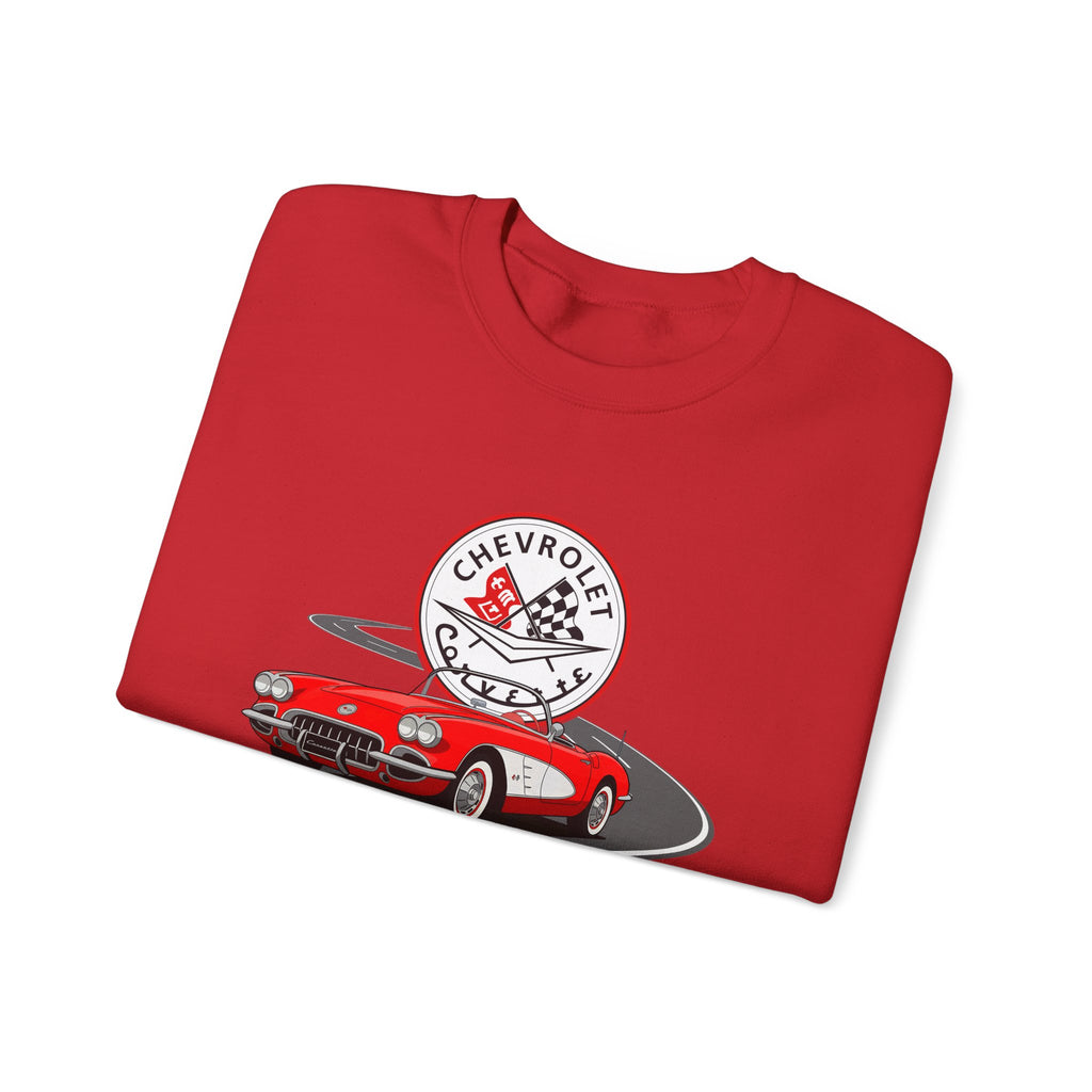 C1 Corvette Emblem & Track Cotton Blend Sweatshirt – Legends of the Road, Perfect for the Corvette Plan