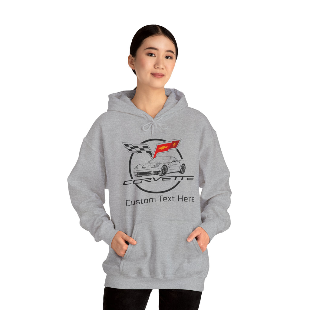 Personalized Chevy C6 Corvette Hoodie, Custom Car Color Cotton Blend Pullover Sweatshirt, Unisex Car Enthusiast Gift, Muscle Car Apparel