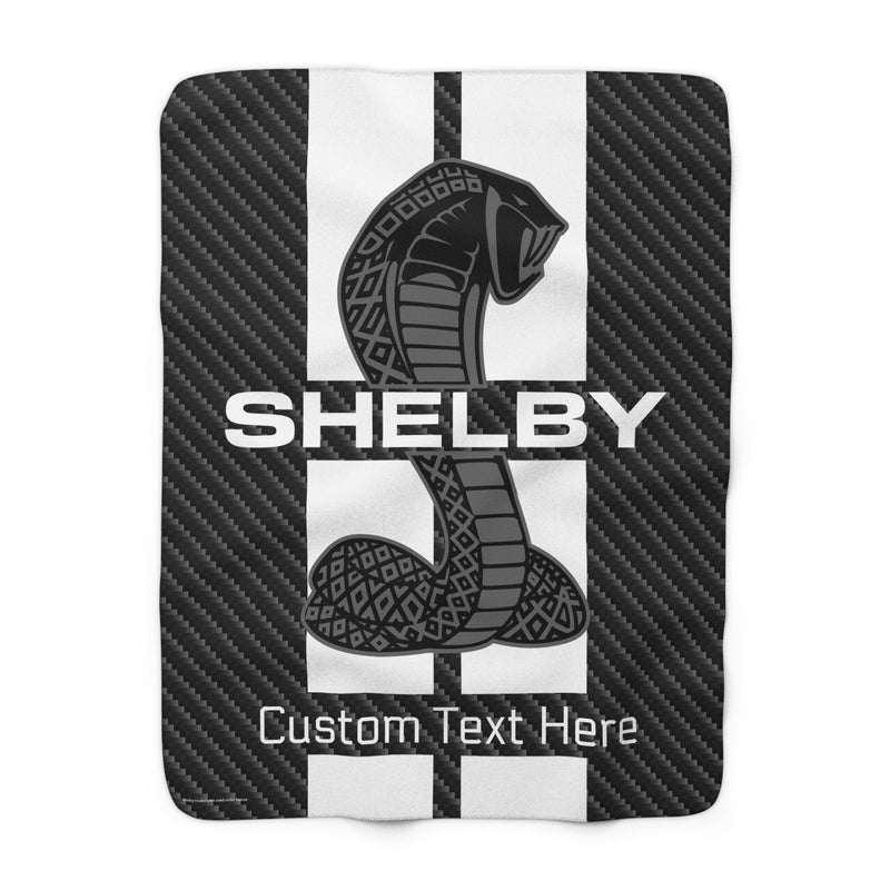Personalized Shelby Tiffany Stripe Lightweight Blanket, Carbon Fiber Design, 50x60 inches, for Classic Car Enthusiasts