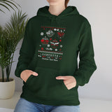 Personalized Corvette Ugly Christmas Sweater Hooded Sweatshirt, Cotton-Blend Hoodie, Featuring C1-C6 Flag Logos, Gift Idea