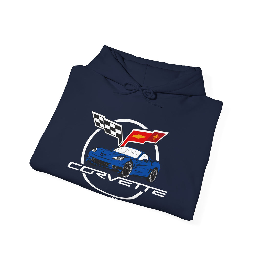 Custom Chevy C6 Corvette Hoodie, Personalized Blue Car Color Sweatshirt, Unisex Pullover for Car Enthusiasts, Great Gift for Corvette Fans