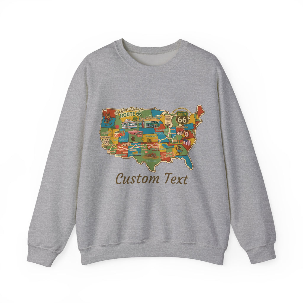 Legends of Route 66 100th Anniversary USA Map Personalized Unisex Fleece Crewneck Sweatshirt