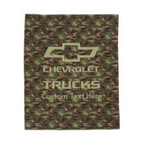 Personalized Chevrolet Trucks Bowtie Camo Velveteen Plush Blanket, Ultra-Soft Medium-Weight 50x60