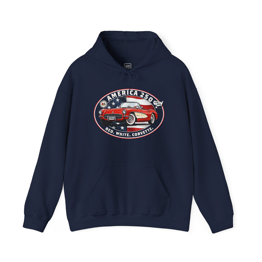 Corvette C1 "Red. White. Corvette." America 250 Oval Pullover Hoodie
