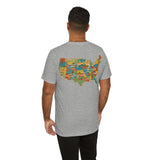 Legends of Route 66 100th Anniversary Landmark Map Design Cotton Front and Back Printed Short Sleeve Tee