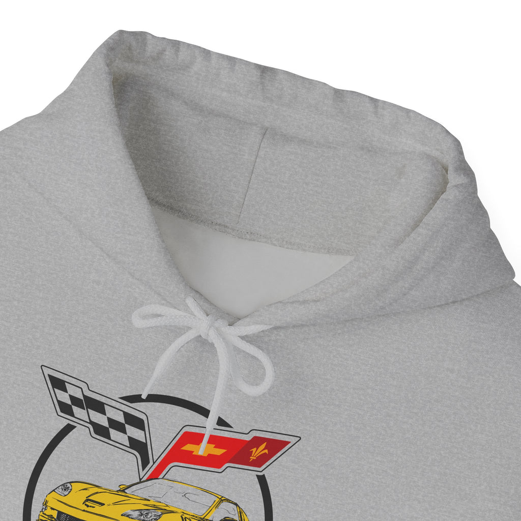 Custom C6 Corvette Hoodie, Personalized Yellow Car Color Cotton Blend Sweatshirt, Unisex Pullover for Car Lovers and Chevrolet Enthusiasts