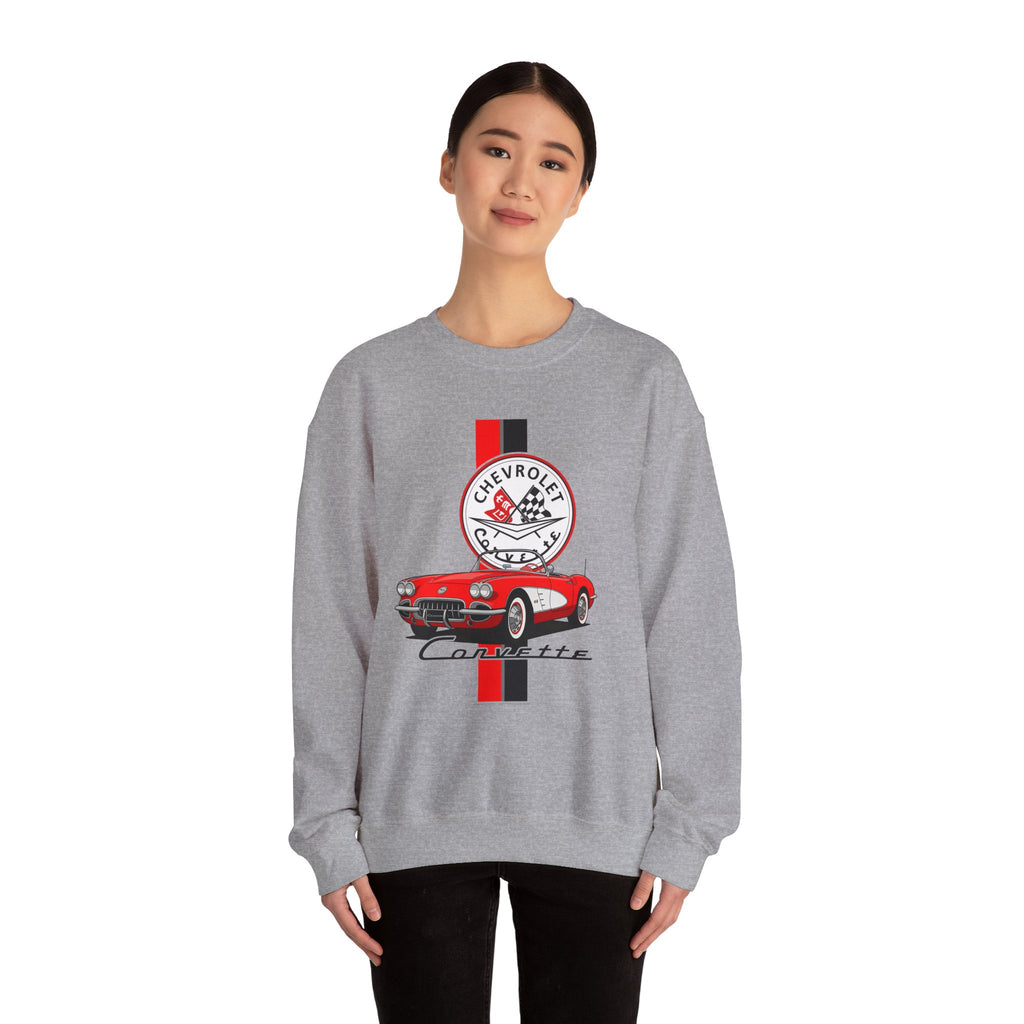 C1 Corvette Vertical Stripe Emblem Cotton Blend Sweatshirt – Legends of the Road, Perfect for the Corvette Fan