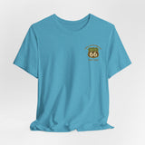 Legends of Route 66 100th Anniversary Landmark Collage Design Cotton Front and Back Printed Short Sleeve Tee