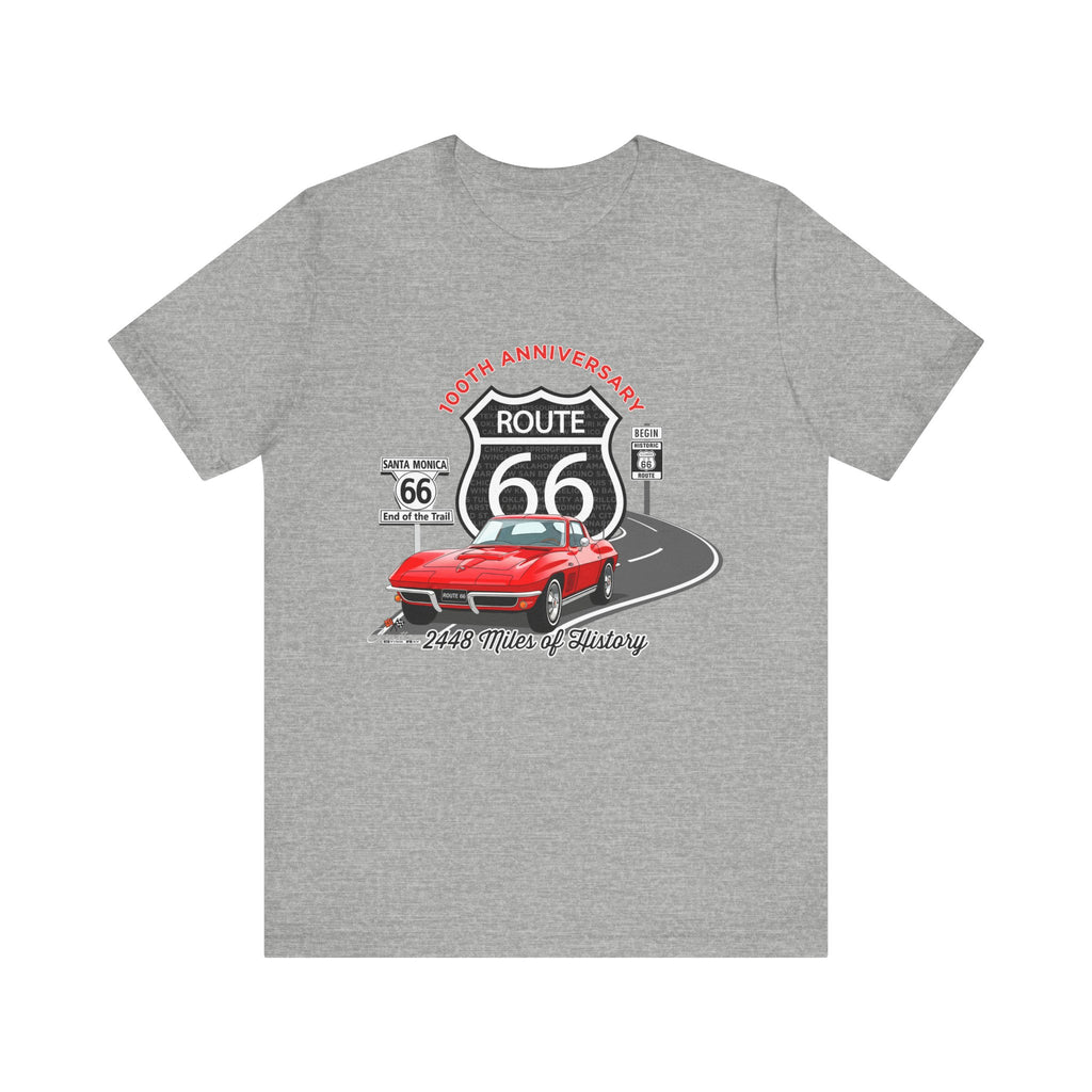 C2 Corvette Route 66 100th Anniversary Short Sleeve Tee – Legends of the Road, Perfect for the Corvette Fan