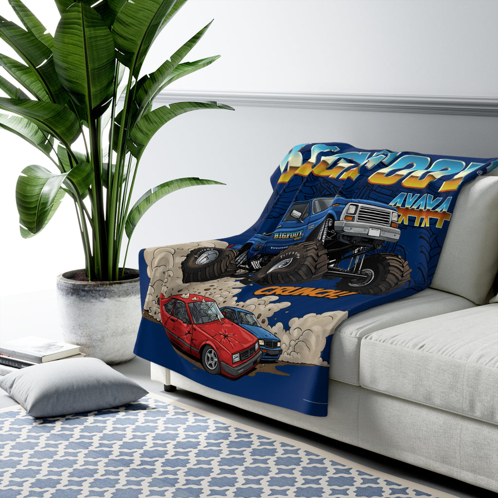 BIGFOOT 4X4X4® “Crunch!” 50x60 USA‑Made Sherpa Blanket — Ultra‑Soft Plush Throw