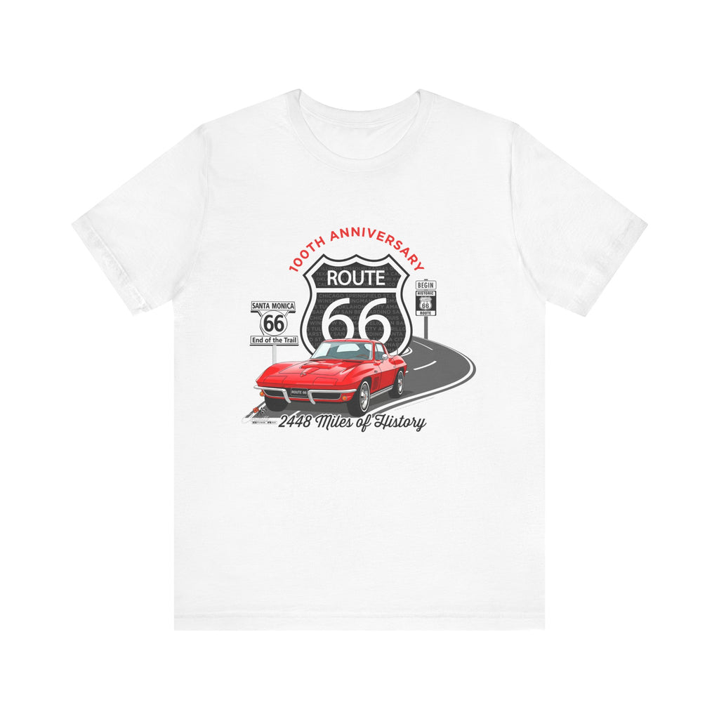 C2 Corvette Route 66 100th Anniversary Short Sleeve Tee – Legends of the Road, Perfect for the Corvette Fan