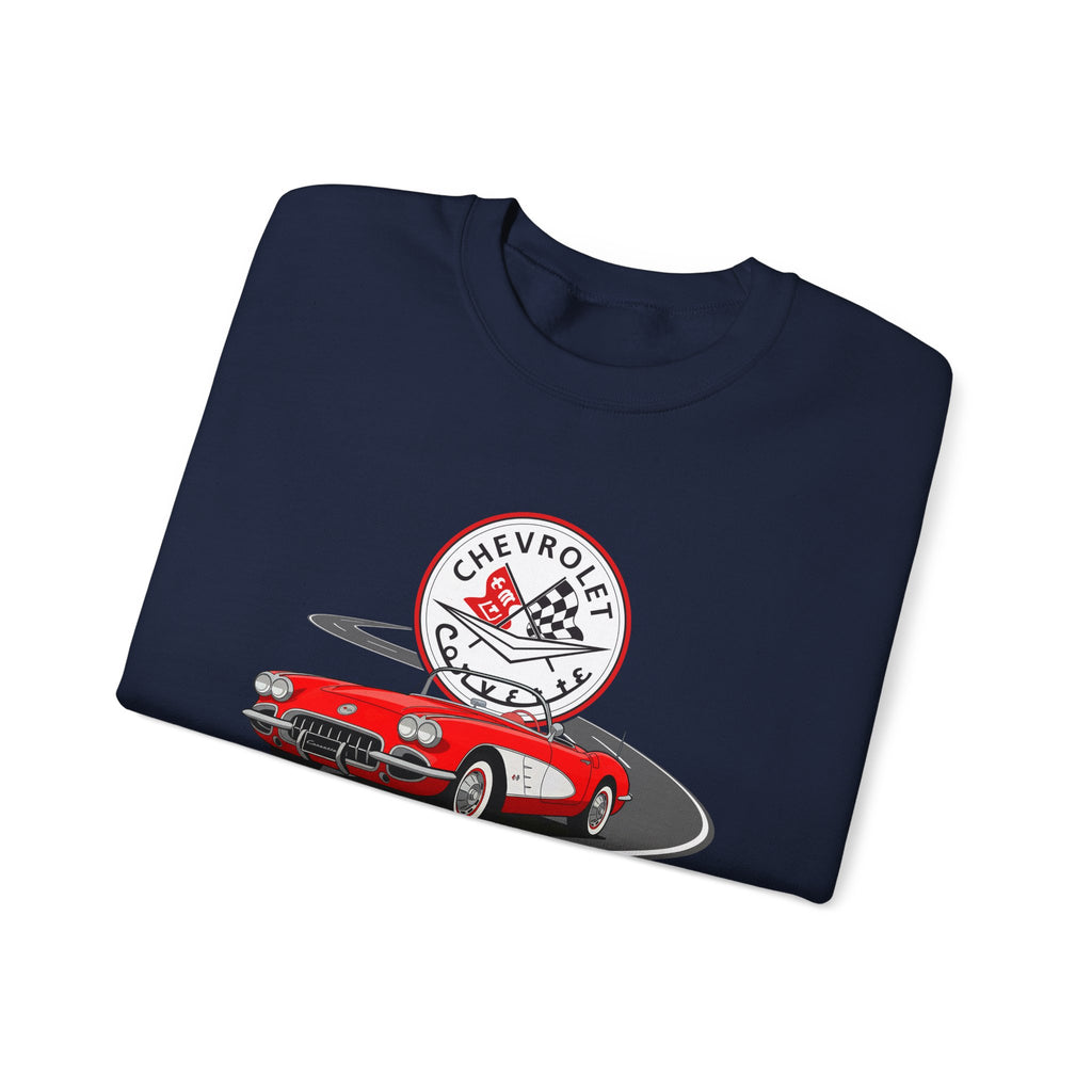 C1 Corvette Emblem & Track Cotton Blend Sweatshirt – Legends of the Road, Perfect for the Corvette Plan