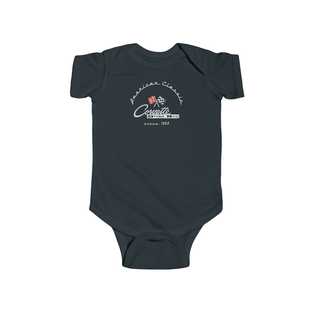 C2 Corvette Baby Short Sleeve Snap Bottom One Piece Fine Jersey Bodysuit, Perfect for the Youngest Fan