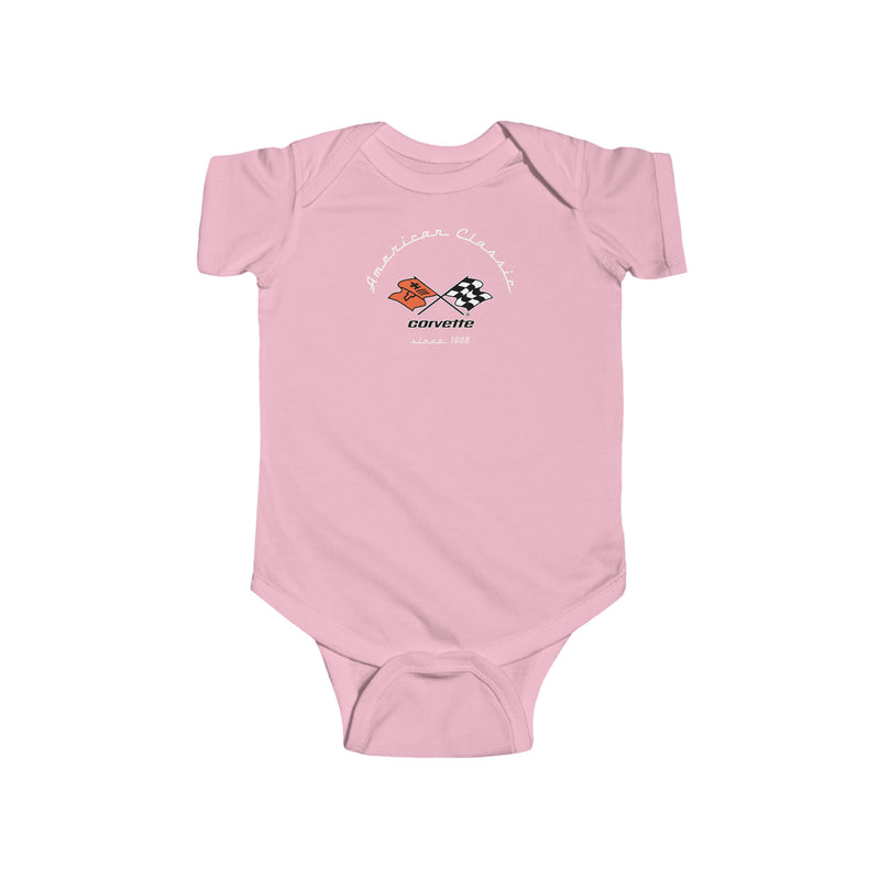 C3 Corvette Baby Short Sleeve Snap Bottom One Piece Fine Jersey Bodysuit, Baby Gift Idea, Infant Outfit, Corvette Fan