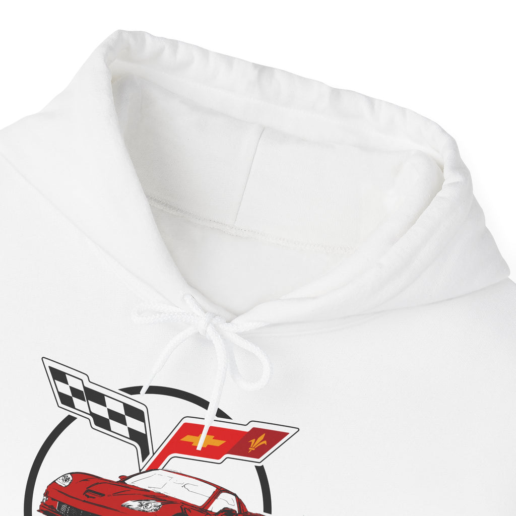 C6 Corvette Personalized Custom Car Color Cotton Blend Hooded Sweatshirt- RED