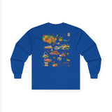 Legends of Route 66 100th Anniversary Landmark Collage Design Cotton Front and Back Printed Tee – Long Sleeve
