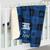 Carroll Shelby Blue Plaid Personalized Sherpa Blanket, 50x60", Cozy and Warm with Plush Backside, Custom Text Option, Ideal for Home Decor and Lounging