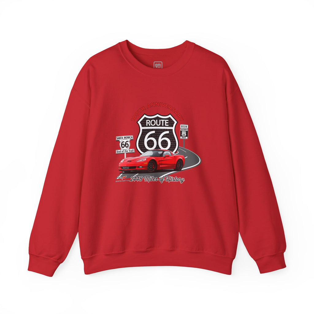 C6 Corvette Route 66 100th Anniversary Cotton Blend Sweatshirt – Legends of the Road, Perfect for the Corvette Fan