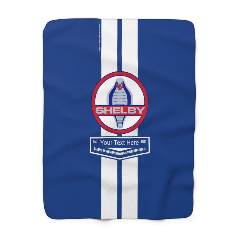 Personalized Shelby Cobra Circle Blue Sherpa Fleece Blanket