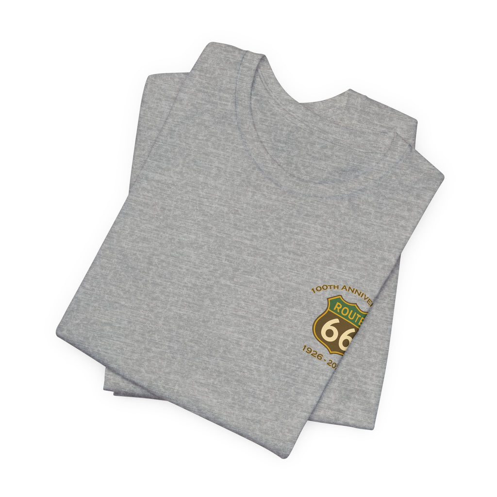 Legends of Route 66 100th Anniversary Landmark Shield Design Cotton Front and Back Printed Personalized Short Sleeve Tee