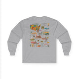 Legends of Route 66 100th Anniversary Landmark Collage Design Cotton Front and Back Printed Tee – Long Sleeve