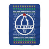 Shelby Cobra with Santa Hat Ugly Christmas Sweater design 50 x 60 inch  Sherpa Fleece Blanket