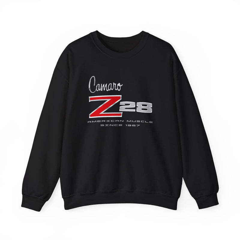 Chevy Camaro Z28 1st Gen Unisex Crew Neck Heavy Blend Sweatshirt, Classic Muscle Car Apparel for Chevy Fans and Automotive Enthusiasts