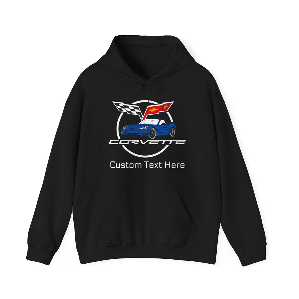 C6 Corvette Personalized Custom Car Color Cotton Blend Hooded Sweatshirt - BLUE